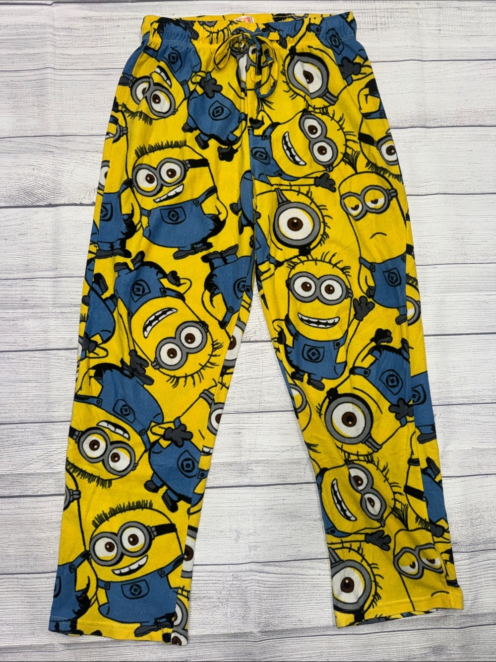 Women’s Yellow Minion-Print Plush Pajama Pants